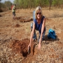 Ann Sandqvist planting a mukau tree
