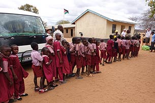 Children receiving gifts, Mboti School, Kenya