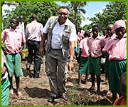 Tree planting at schools in Nyongoro; here with Jean-Paul Deprins