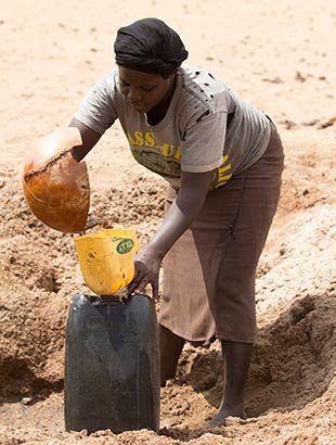 Catching water from waterhole